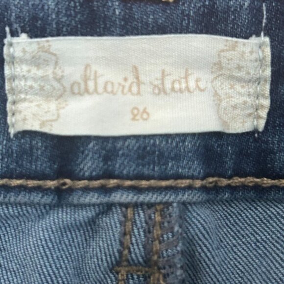 Altar'd State Denim Shorts Front Pocket Front Zip Mini Shorts Size 26 w/ Stretch - Picture 4 of 9
